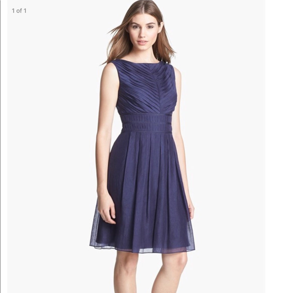 Ivy & Blu by Maggy London Navy Pleated Dress